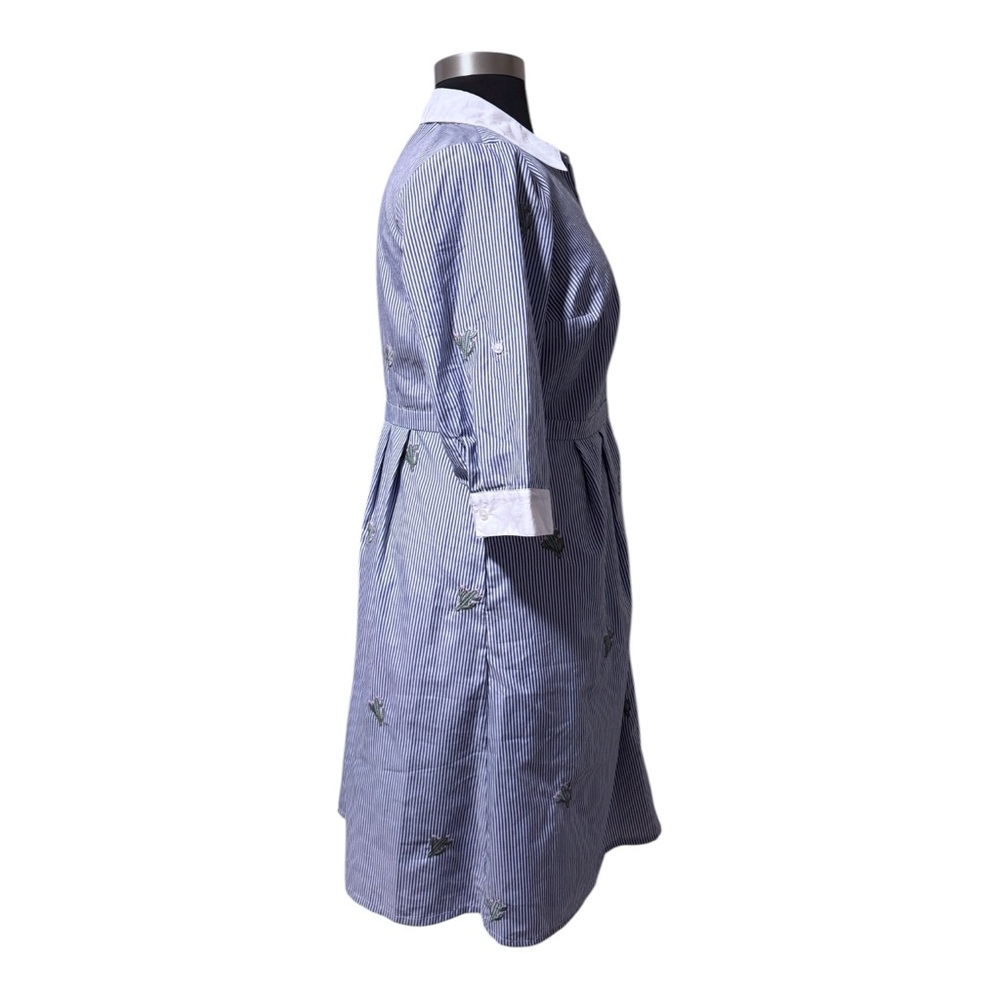 NWOT ModCloth Cactus Embroidered Striped Shirt Dress Size 16 Retro Rockabilly - Picture 3 of 11
